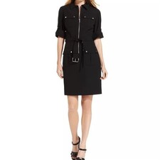 MICHAEL Michael Kors Black Utility Zip Front Midi Dress - no Belt