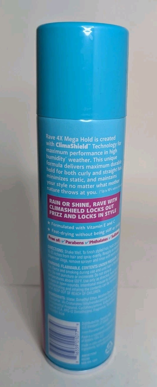 3 Pack Rave 4X Mega Hairspray 11 oz Long Lasting All Weather Unscented Spray 