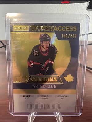 2021-22 UD Credentials - 2020-21 Debut Ticket Access Artem Zub #67 Yellow /249