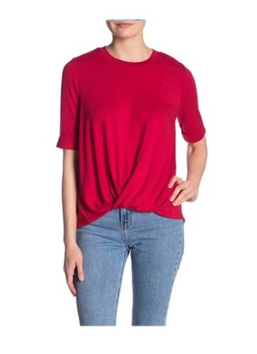 NWT &. Layered Women s Red Top Gathered Front Size Medium
