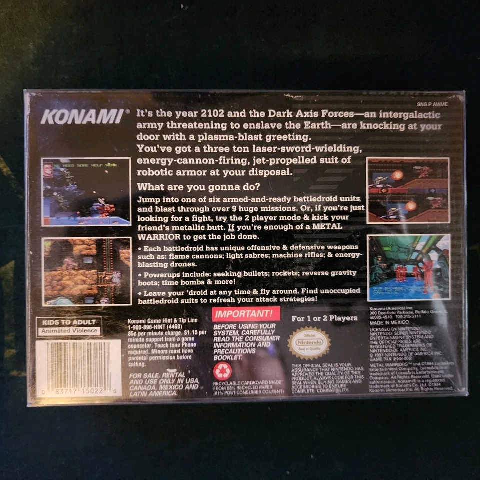 Metal Warriors (SNES) в коробке В комплекте с Коробкой и Руководством *протестировано* Редкий - Изображение 2 из 4