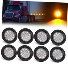 8Pcs 2.5 Inch Round Amber 13 LED Side Marker Lights Clearance Lights with