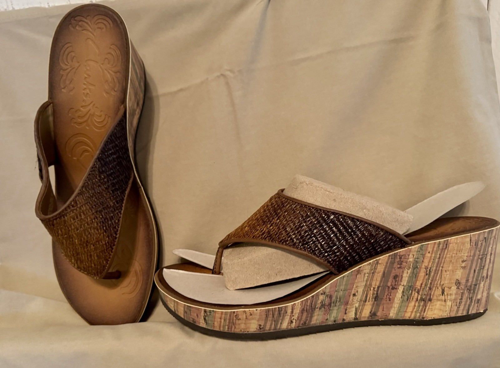 APL Sandali donna Clarks con zeppa in sughero e plateau taglia 9