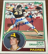 1983 Topps DAVE DRAVECKY Rookie #384 🔥 Padres 🔥 AWESOME Autograph 🔥 RaRe ⚾️