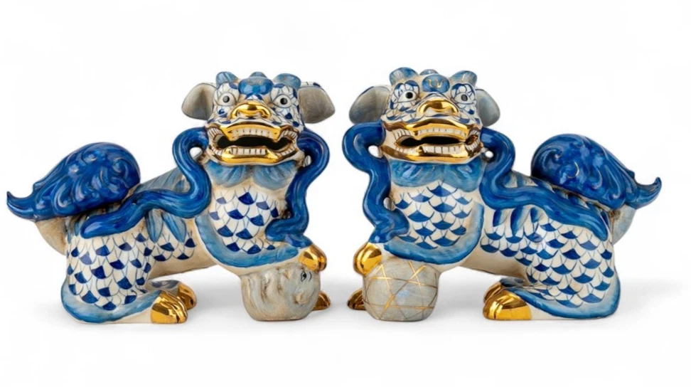 中国古董蓝色雕像、雕像| eBay