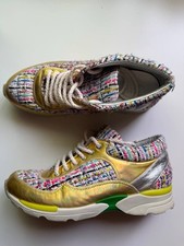 Multi-Color CHANEL Sneakers Tweed and Metallic Leather EU 38/ US 8