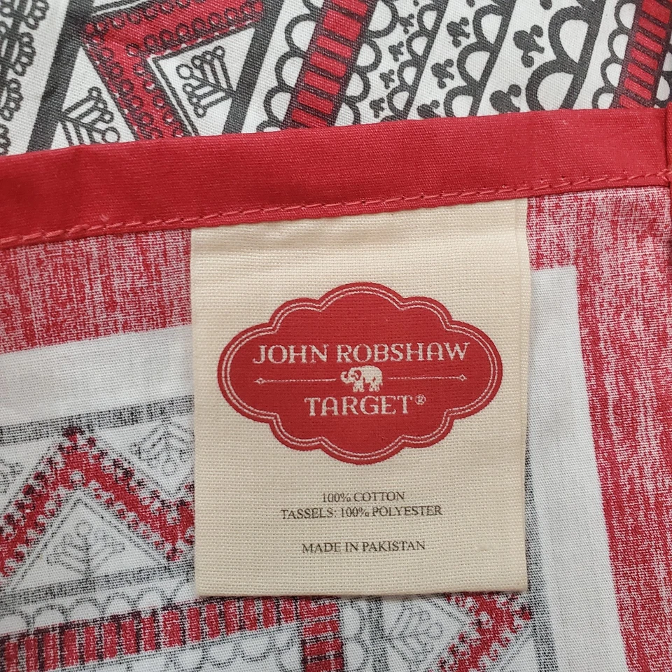 John Robshaw Target Mandala Boho Tapiz Arte de Pared Decoración Borlas Rojo Negro Gris Foto 4 de 4