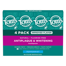 Tom's of Maine Antiplaque and Whitening Toothpaste, Fluoride-Free 4.7 Oz, 4-Pack