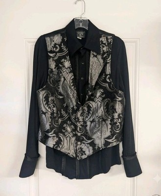 SHRINE of Hollywood Mens L Goth Aristocrat VEST & SHIRT SET Victorian Vampire EC