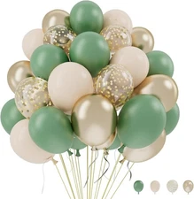 Sage Green and Gold Balloons, Sage green and Sand Gold Confetti Balloons for Neu