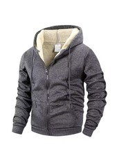 Winter Men's Zipper DARK GREY Jacket Fleece Warm Windproof Hoodies Cardigan Ca