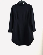 Chloe Kristyn Diana Dress Black Mock Neck Long Sleeve Women S Minimalist NWOT