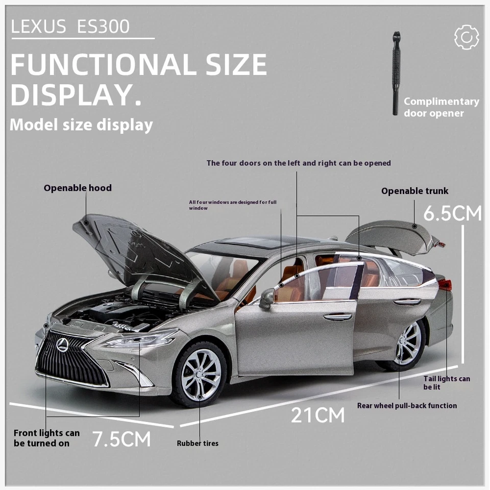 1:24 LEXUS ES300 Alloy Car Model Diecast Toy Vehicles Sound Light Kid Toy Gift - Image 2 of 4