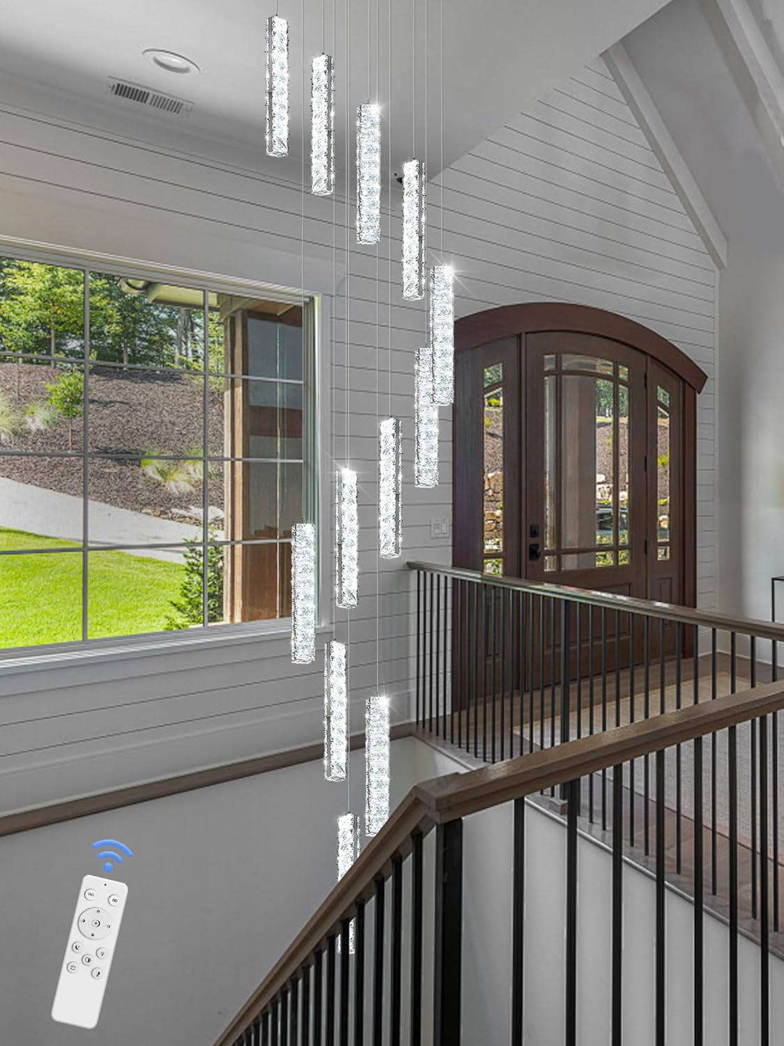 Modern Dimmable LED Crystal Chandelier for High Ceilings