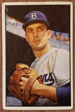 1953 Bowman Color #12 Carl Erskine Brooklyn Dodgers Original Baseball Card