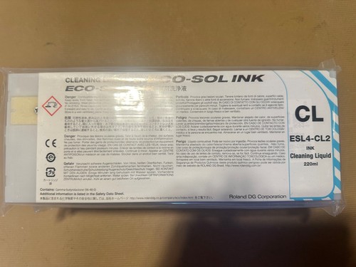 New Roland Eco-Sol MAX 2 ESL4-CL2 Printer Cleaning Liquid 220 ML cartridge.