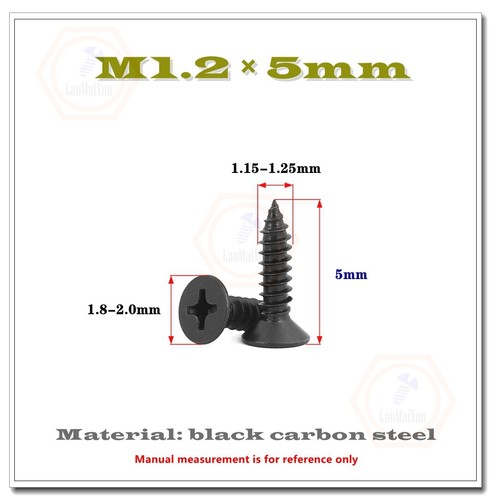 Tornillos de madera M1 M1.2 M1.4 M1.7 negros Phillips cabeza plana cruz tornillo - Imagen 10 de 24