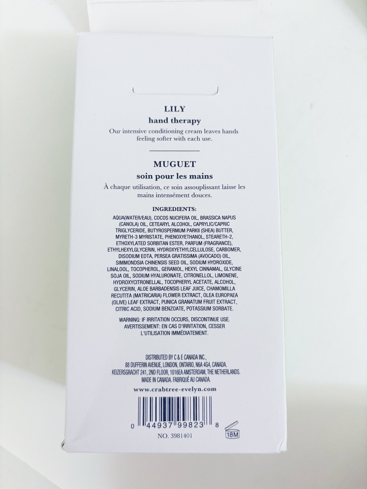 Crabtree & Evelyn Muguet/Lily Hand Cream 3.5 oz