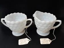 Vintage Anchor Hocking Bubble Milk Glass Creamer & Sugar - 1945-1965 - Near Mint