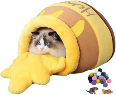 Cat Beds for Indoor Cats with Covered, Cute Cat Nest Honey Pot Shape Cat Sofa