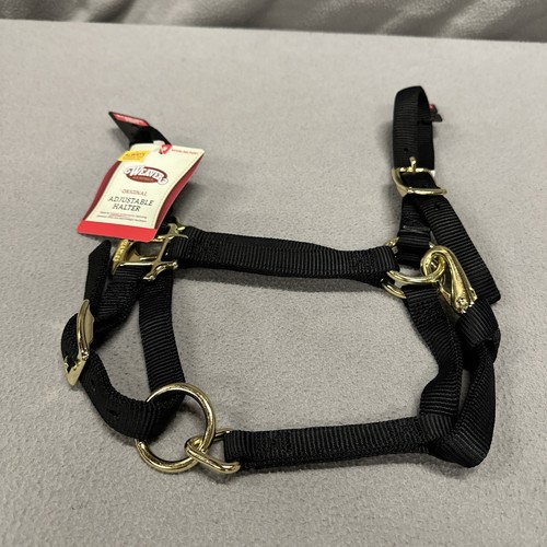 Tejedor Ajustable Mentón Garganta Snap Halter 3/4" Negro Destete Pony Nuevo - Imagen 1 de 6