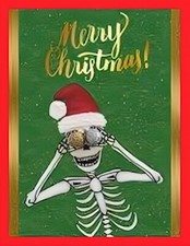 Skeleton Santa Hat With Funny Eyes Christmas -Refrigerator Fridge MAGNET