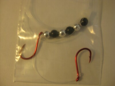  Walleye 2 Hook Quick Change Crawler Harness (Silver and Black Beads)