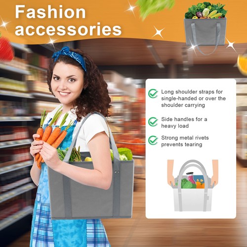3Pcs Grocery Bags Reusable Grocery Tote Collapsible Large Capacity Grocery Bags☣ - Picture 5 of 12