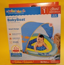 BLUE Sharks Beach Pool Baby Boat UPF 50 sunshade adjustable seat 6-24 months