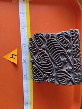 ANTICO TIMBRO STAMPO IN LEGNO PER STOFFE E TESSUTI INTAGLIATO A MANO