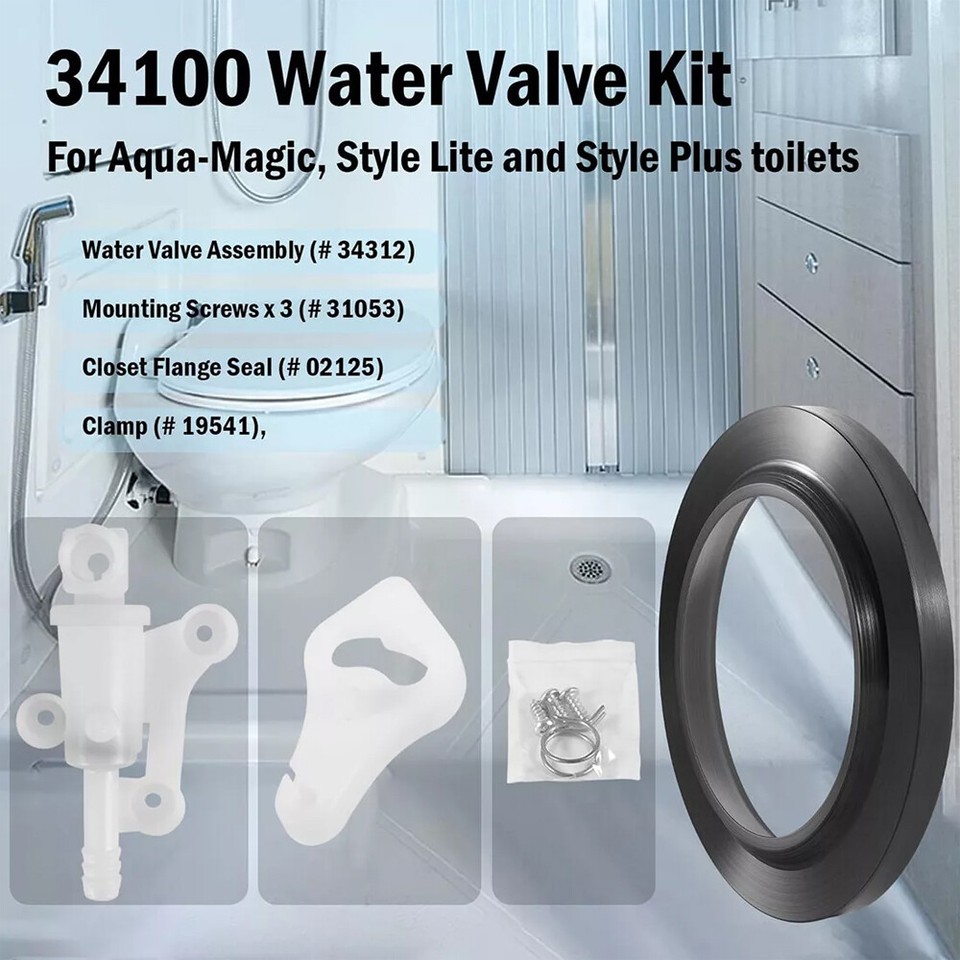 Water Valve Kit for Thetford AquaMagic 34100 Style Lite, Style Plus RV
