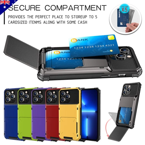 Shockproof Wallet Card Holder Case For iPhone 16 15 14 11 12 13 Pro Max 8 7 Plus