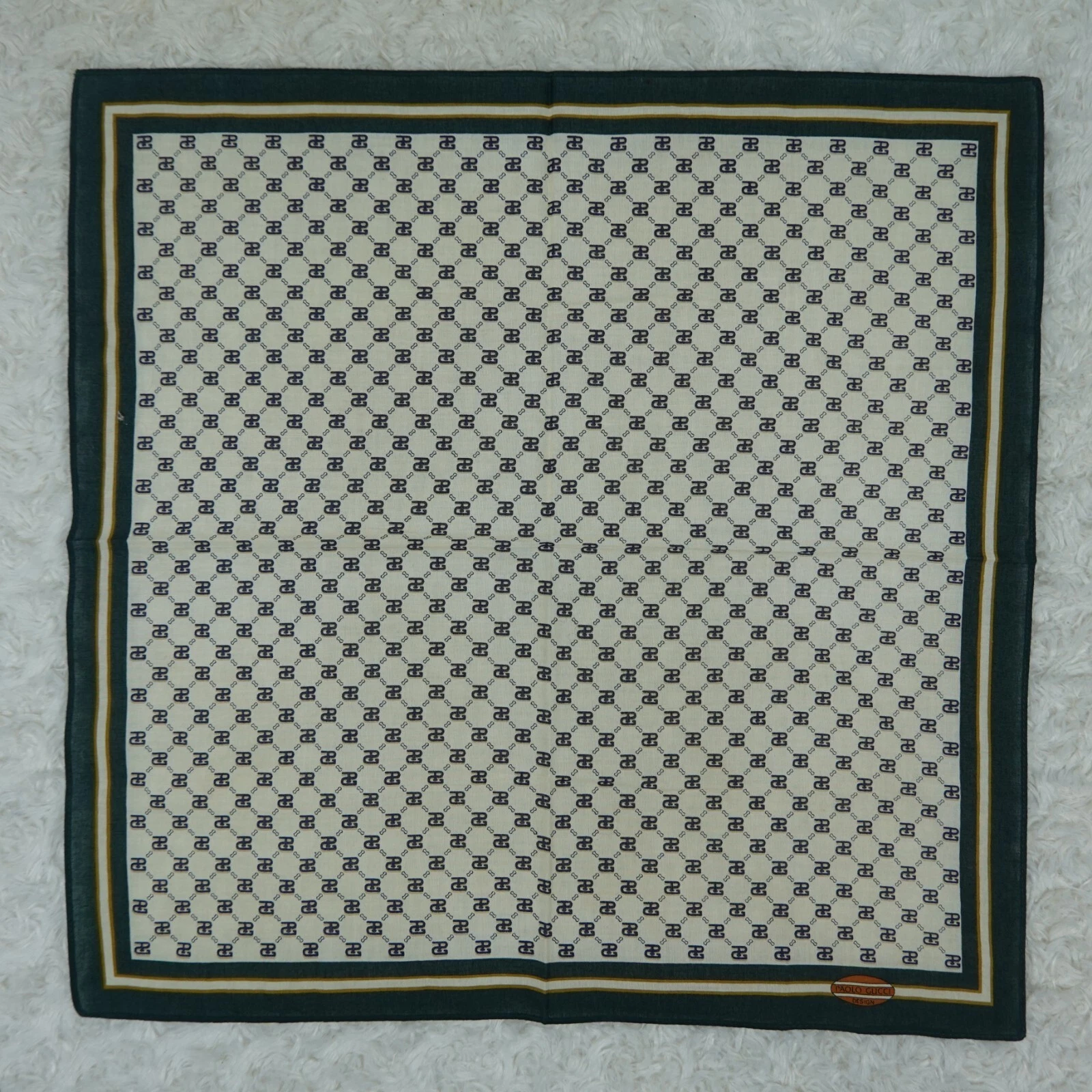 Écharpe coton logo monogramme PAOLO GUCCI foulards poche carré 17