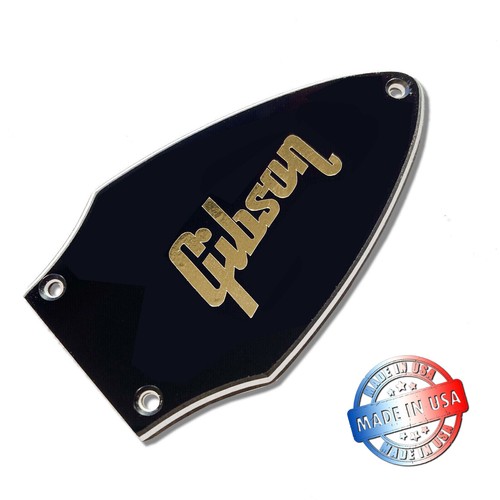 New Black/White/Black 3 Ply Truss Rod Cover for Gibson Flying V + Gold Decal - Picture 2 of 6