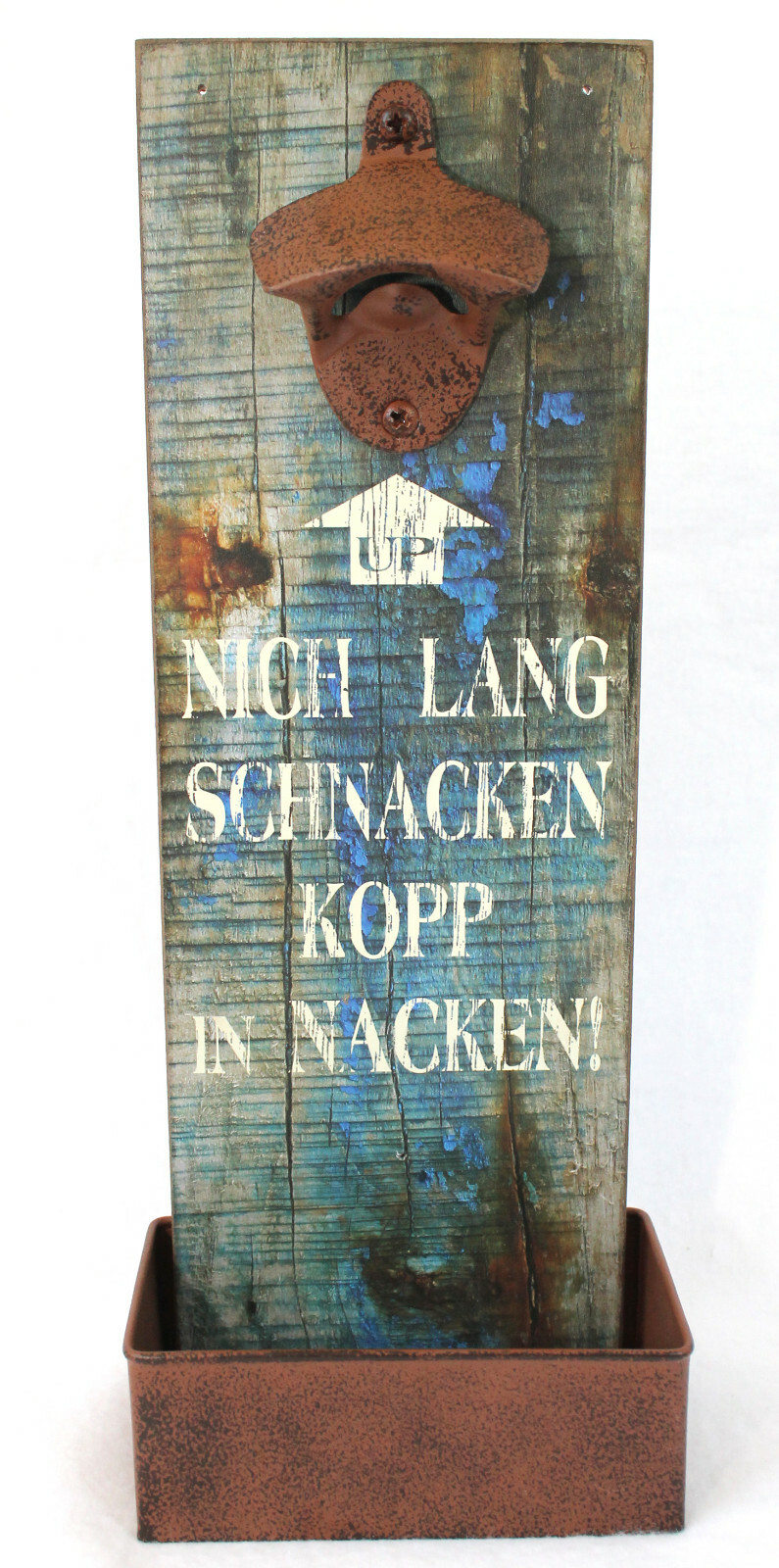 Flaschenöffner für die Wand mit Auffangschale 33cm Shabby