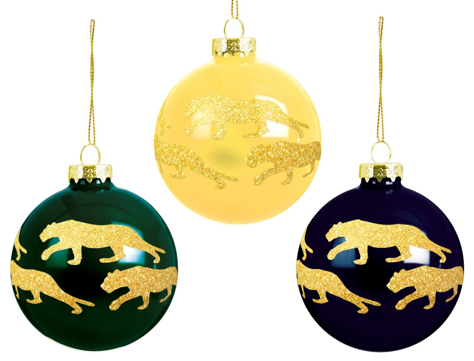 PREMIER 80MM GLASS GLITTER LEOPARD - 3 Assorted Designs - 1 Sent at Random