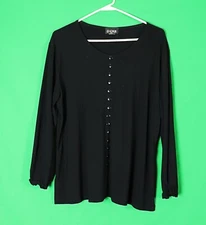 es•se black Women's Blouse size XL long sleeve material and tag unreadable(b360)