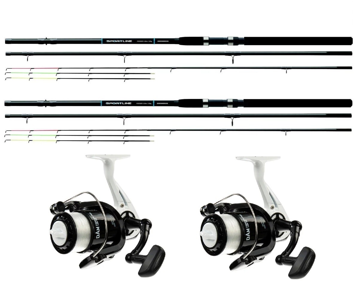 2x Feedercombo Angelset DAM Camaro Feeder Angelrute 3,30m / bis 90g + Rolle