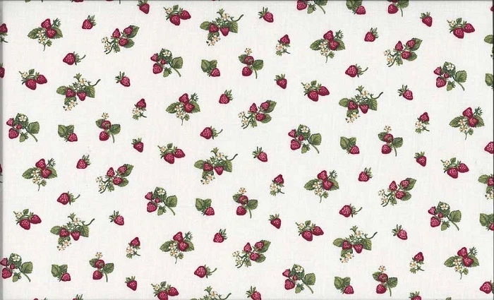Fat Quarter Strawberries on Cream Summer Garden Cotton Quilting Fabric - Makower