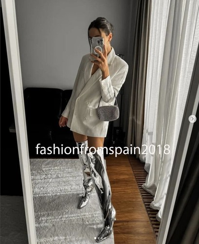 Zara Silver Over The Knee Tall Boots UK6 EUR39 US8 REF 3080 310 - Picture 10 of 15