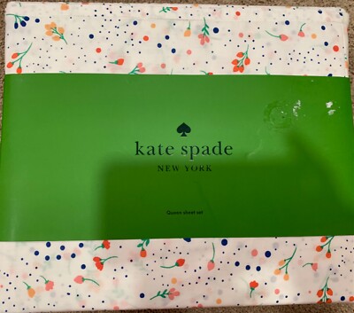 New Kate Spade 4 Piece Mini Deco Dot Sheeting Full Size Sheet Set 100% Cotton