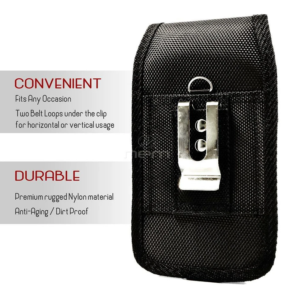 Black Vertical Rugged Belt Clip Case Pouch Holster Cover With 20 DIFFERENT SIZES - Image 4 of 4
