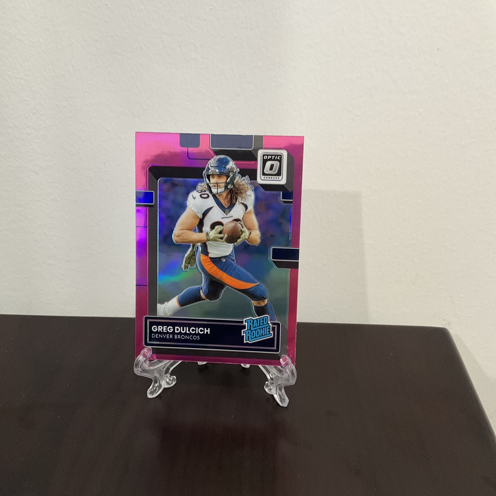 Greg Dulcich 2022 Donruss Optic Pink HOLO Rated Rookie #288 Denver Broncos RC