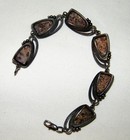 Vintage MARKED STERLING SILVER BROWN STONE LINK BRACELET Leopard Skin Jasper?~EX — photo 7