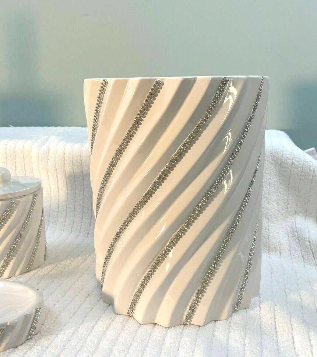 Bella Lux Rhinestone Swirl Bathroom Vanity Accessories Organizer YOU