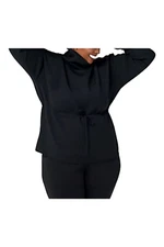zuda Scuba Knit Funnel Neck Top with Tie Waist Black