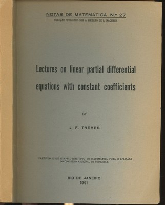 J F Treves / Lectures on Linear Partial Differential Equations With Constant 1st