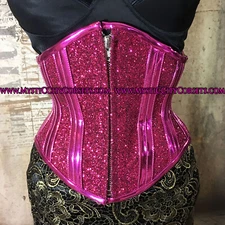 Brand New Fuchsia PVC Glitter underbust corset MCC25 MystiC City Corsets