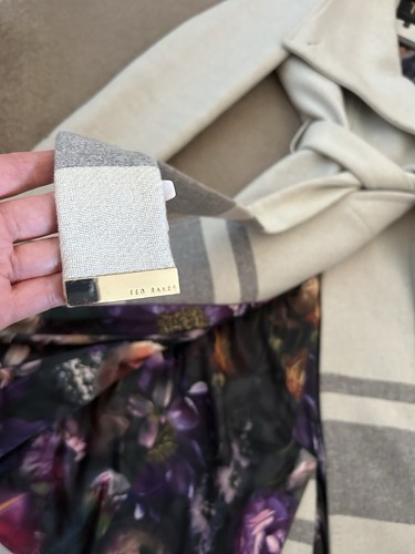 Ted baker Coat long coat size 2 Trench Coat Wrap Coat 🩷 Floral Lining - Picture 5 of 10
