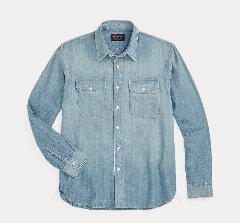 Ralph Lauren RRL Illinois Workwear Chambray Indigo Button-up LS